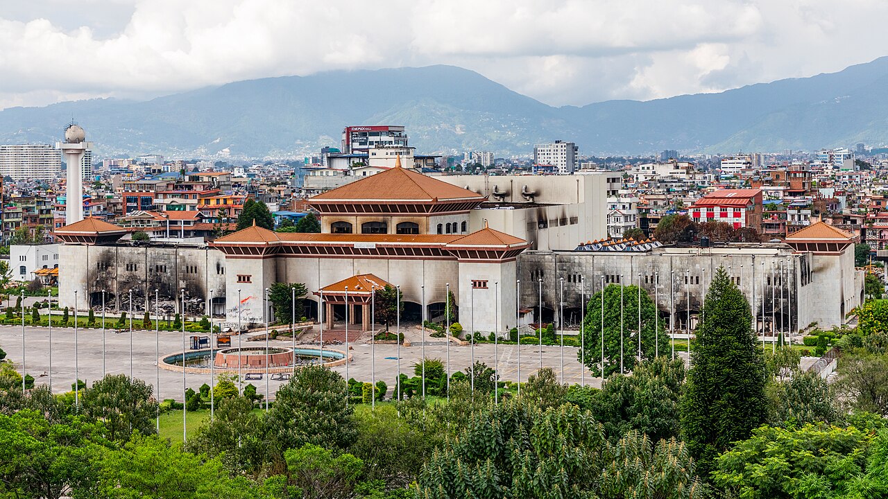 Fire-damaged Federal Parliament building in Kathmandu after the September 2025 Gen Z protests